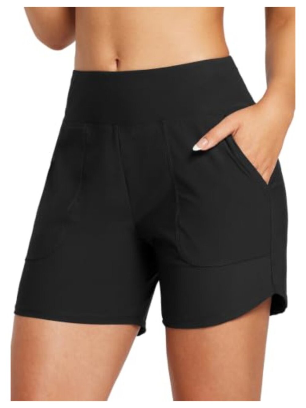 Women's Swim Board Shorts High Waisted Tummy Control with Pockets